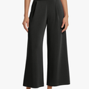 ODODOS Modal Soft Wide Leg Cropped Pants for Women High Waist Casual Relaxed Pants with Pockets-25 Inseam S, Black