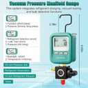 4 Pcs HVAC Digital Manifold Vacuum Gauge Refrigerant Charging, Vacuum Testing and Leak Detection with 1/4"-5/16" Port Valve Core Remover Installer Tool 1/4" SAE Connector and T-Connector