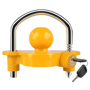 MaxxHaul Universal Trailer Coupler Lock Adjustable Heavy Duty Anti Theft Hitch Lock for 1-7/8", 2", and 2-5/16" Couplers Yellow (50640)