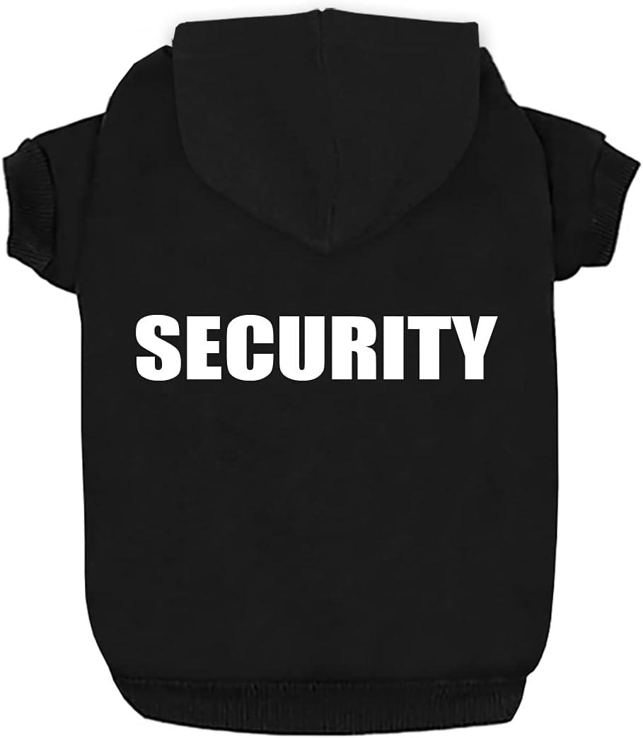 Security Dog Hoodies Dog Clothes Apparel Winter Sweatshirt Warm Sweater Cotton Puppy Small Dog Hoodie for Small Dog Medium Large Dog Cat  (X-Large (Chest girth: 20.5"), Black)