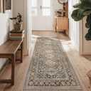 GENIMO Runner Rug 2x5 Machine Washable Non Slip Vintage Hallway Runner Rug, Low Pile Lightweight Rugs for Entryway, Hallway, Kitchen and Corridor, Distressed Deep Brown
