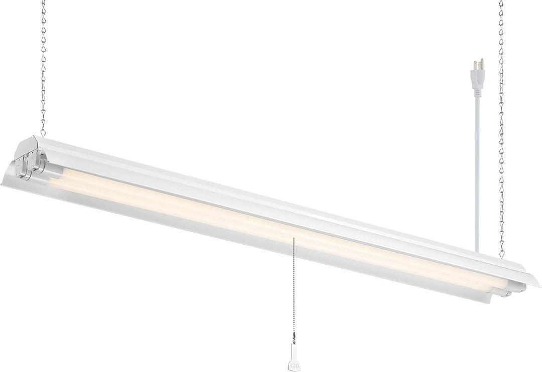 DESIGNERS FOUNTAIN 4 ft T8 2-Light LED Shop Light Fixture, 28W, 120V, 4000K Bright White Tubes, 3600 Lumens, White Finish for Use in Garage, Workshop, Work Bench, Repair Shop, Utility Room, SL602T1840 (120V)