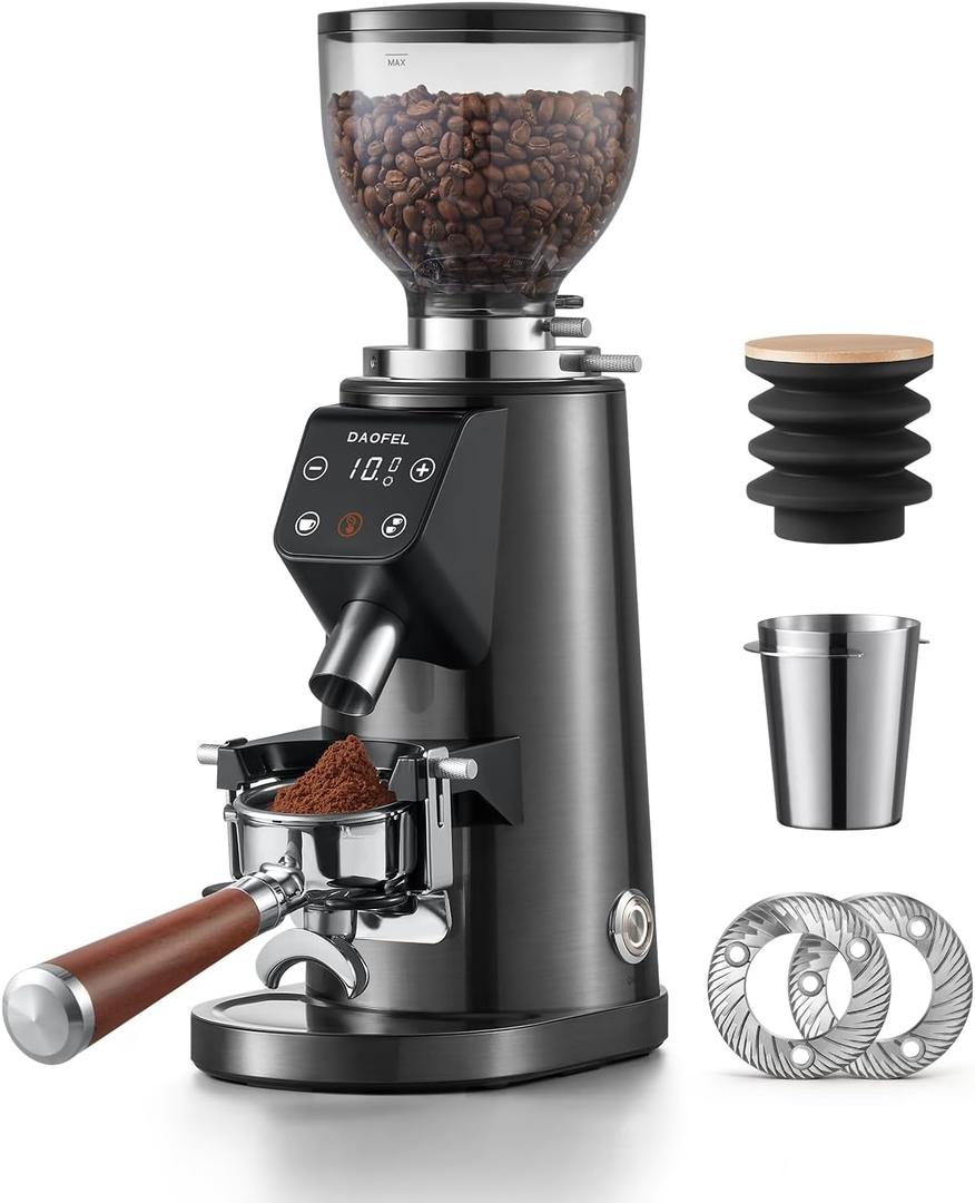 DAOFEL 64MM Flat Burr Coffee Grinder Electric,100 Adjustable Grind Settings