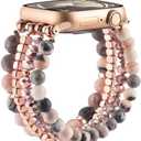 CAGOS Natural Stone Beaded Bracelet Compatible with Apple Watch Band 38mm/40mm/41mm/42mm/44mm/45mm Women Series 9 8 7 SE Series 6 5 4 Fashion Dressy Stretchy Handmade Beads Strap for iPhone iWatch Bands Series 3/2/1, Set of 3