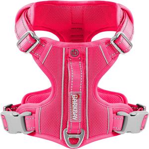 BARKBAY Dog Harness No Pull with ID Tag Pocket - Heavy Duty, Reflective, Easy Control for Large Dogs(Pink,L) (Large(Chest:24.5-32.5"))