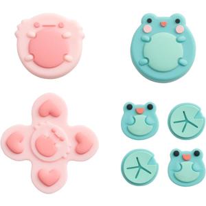 GeekShare Silicone Cross D-Pad Button Caps Set Joystick Cover - ABXY Key Buttons Sticker Compatible with Switch/OLED Joystick - Frog & Axolotl