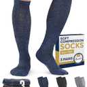 Pembrook Light Compression Socks for Men & Women - 3 Pairs | 8-15 mmhg Compression Dress Socks for Men | Support Socks (Large, Navy, Gray, Dark Gray)