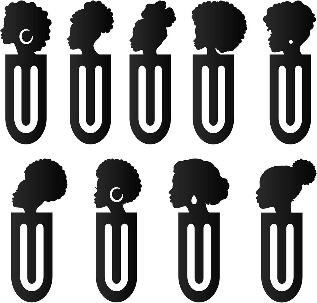 Laffact Black Girls Read Acrylic Bookmarks - 18Pcs African American Women Reading Paper Clips, Black Women Books Tracker Page Clip Marker Book Club Bookish Birthday Gifts for Book Lover Reader School