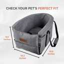 Kumdita' Center Console Car Seat & Carrier for Small Dogs & Cats with Dual Over-Seat Straps, Sewn-in Safety Leash & PE Board Base (Grey)