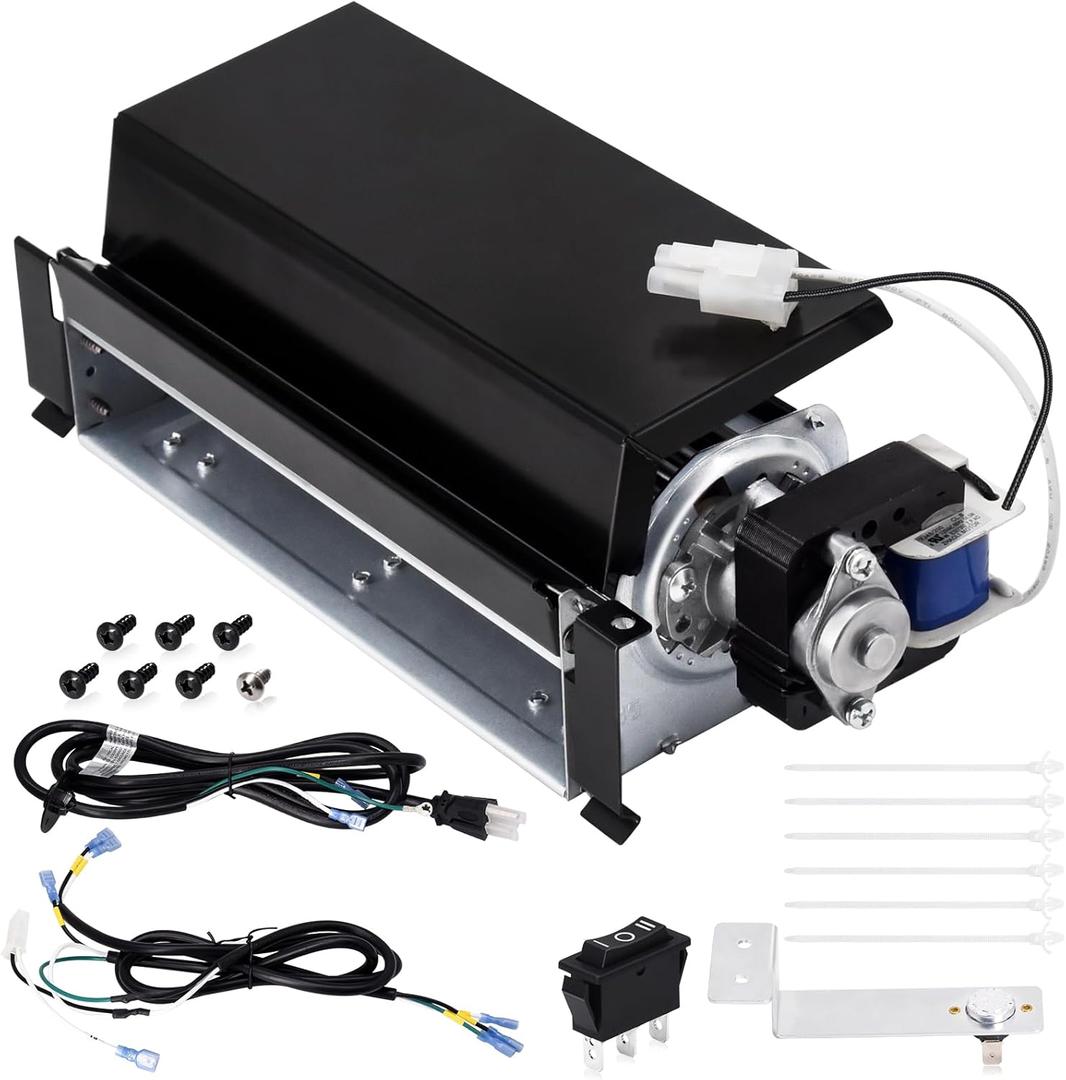 Hiorucet FIB100 Blower for Procom and Duluth Forge Gas Fireplaces, FDF300R, FDI32R, FBD32RT, FBD28T, PC36VFC, PC32VFC Ventless Fireplace. Fan Kit FIB 100 Dual Fuel Fireplace Blower Large Black Silver.