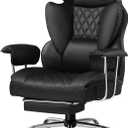 GTRACING Gaming Chair,Office Chair with Pocket Spring Lumbar Support, Ergonomic Comfortable Wide Office Desk Computer Chair with Outward Fixed Soft Armrests and Footrest (PU Leather, Black)