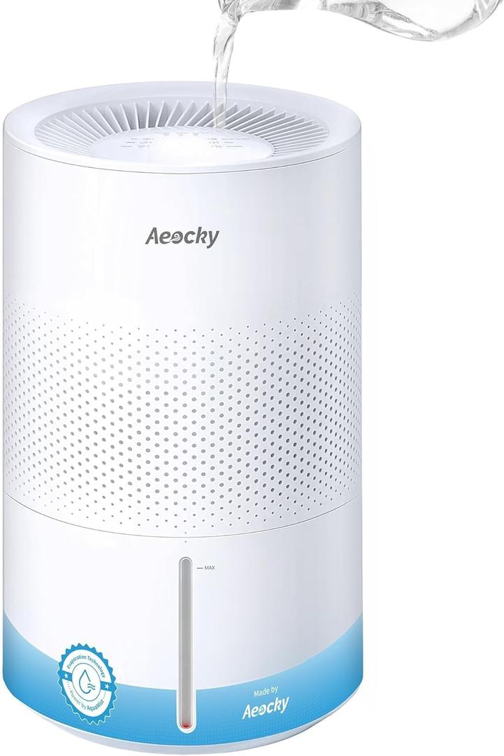 AEOCKY Mist-Free Evaporative Humidifier, No White Dust for Baby, 4.5L Humidifiers with Auto, Dry Filter, Self-Clean, Power & Sleep Mode, Timer for Bedroom, Home, Nursery