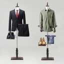 Male Mannequin Torso Dress Form Mannequin Body with Stand Solid Wood Arm, 73" Height Adjustable Clothing Manikin for Market Shop Window Display, Detachable Shoe Holder & Pants Rack, With Arm-large