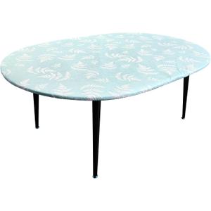 Oval Fitted Vinyl Tablecloth with Elastic Leaves Plastic Tablecloths Flannel Backing 100% Waterproof Elasticized Table Cover, Fits for 48" W x 60" L Oval/Oblong Table (Lake Blue)