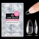 UNA GELLA Medium Almond Gel Nail Tips Half Matte 312pcs Almond Gel Nails No C Curve Clear False Fake Nails Effective Nail Extensions for DIY Art Salon-Level Press On Nails, 12 Sizes
