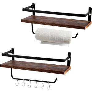 Floating Shelves,Wall Mounted Shelf for Kitchen,Living Room,Bedroom,Bathroom Storage,Rustic Wood,Set of 2(Brown)