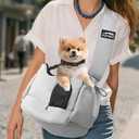 Dog Carrier Sling for Small Dogs & Cats Hand-Free Puppy Sling Purses with Storage Bag and Adjustable Shoulder Strap, Pet Sling Carrier Up to 8.8 Lbs (Grey)
