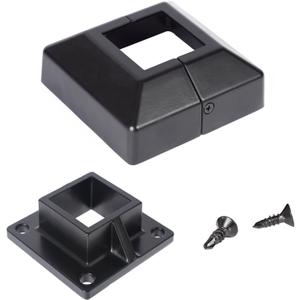 2" Square Premium Base Flange and Covers Set for Home Improvement and Tools, Aluminum,Black