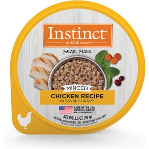 Instinct Original Minced Natural Wet Cat Food, Grain Free Recipe - Real Chicken, 3.5 oz. Cups (Pack of 12) (EXP 04/15/28)