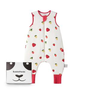 BubblePanda Rayon Made from Bamboo Toddler Sleep Sack with Feet 6-12 Months 1.0 Tog Ultra Soft Toddler Sleeping Sack Baby Sleep Bag Walker Quilted Wearable Blanket with Legs 2-Way Zipper Lightweight (Strawberry)