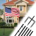 ZMTECH 10 FT Flag Pole Kit in Ground with 5 Pronges Base & Solar Light, Heavy Duty Flag Pole Holder with Metal Eagle Topper for Outside House Yard Garden Decor Residential Commerical(1 Pack,no Flag)