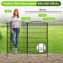 INJOPEXI Decorative Garden Fence 6 Panels 13ft (L)42in (H) Animal Barrier Fences with 5 Panels + 1 Gate, No Dig Garden Fencing Rustproof Metal Wire Temporary Rabbit Dog Fence for Patio Outdoor Yard