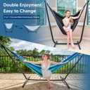 SUNCREAT 2-in-1 Hammocks Hammock Chair with Stand, 475 lbs Capacity, Heavy Duty Two Person Hammock with Stand, Patented, Blue Stripe