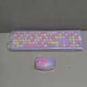 Wireless Keyboard and Mouse Combo, Colorful Ergonomic Full Size Retro Low-Noise Keyboard with Cute keycaps, Compatible with Windows, PC, Perfer for Home and Office Keyboards (Purple)