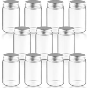 10Pcs 100ml/3.4oz Mini Clear Mason Jars Empty Glass Bottles with Aluminum Lids Round Containers for Cosmetics,Food Storage,Travel & Crafts
