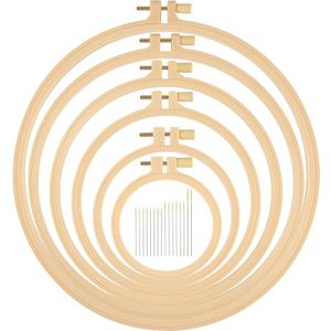 6 Pcs Embroidery Hoop 6 Size, Round Plastic Cross Stitch Hoop with 16 Needles (3.6In to 10.7 in), Small Embroidery Hoop, Cross Stitch Hoops and Frames, Suitable for Embroidery, Craft Sewing