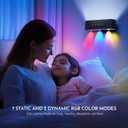 Wall Sconces Battery Operated Set of 2, 360 Rotate Magnetic Rechargeable Wall Mounted Lamp with 3 Color Temperatures & 9 RGB Modes, Wireless Wall Lights for Bedroom, Picture, Living Room (A01-Black+Black)