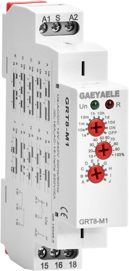 16A Multifunction Time Relay with 10 Function Choices AC/DC12V-240V Relay(GRT8-M1,AC/DC12V-240V)