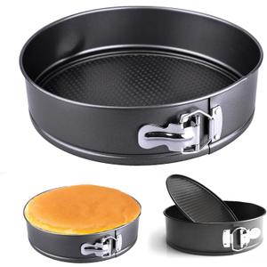 8 Inch Premium Non-stick Springform Pan, Leakproof Round Cheesecake Pan with Removable Bottom, Spring Form for Baking (Black)