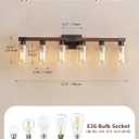 VOLISUN Farmhouse Bathroom Light Fixtures, 6 Light Bathroom Vanity Lights Over Mirror, Rustic Vanity Light for Bathrooms,Wood Bathrooms Lights Fixtures Over Mirror-UL Certificated
