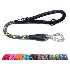 ZALER Short Dog Leash, 26 Inches Rope Traffic Leashes for Dogs, Reflective Dog Lead with O-Ring, Heavy Duty Pet Leash for Large and Medium Dogs (26" Green Gray)