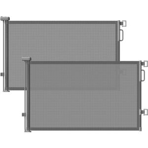 Retractable Baby Gates 2 Pack, 55" Wide Mesh Dog Gate Indoor, 34" Tall Gate for Stairs Doorways Hallways Deck, Child Pet Safety Gate for Indoor Outdoor Home Use, Grey