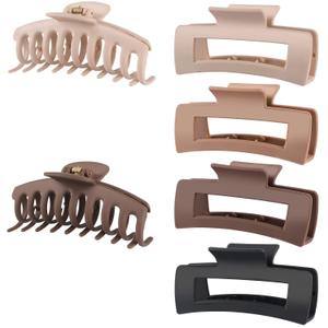 LuSeren 
Hair Clips for Women 4.3 Inch Large Hair Claw Clips for Women Thin Thick Curly Hair, Big Matte Banana Clips,Strong Hold jaw clips,Neutral Colors 