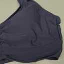 GRAPENT Bikini Tops for Women Ruched Cropped Tankini Tops Beach Adjustable Straps Bathing Suit Padded Swimwear Top Only (Large, Dark Gray)