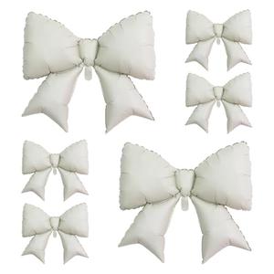 4pcs Jumbo Oversized Ribbon Balloons Coquette Bow Balloons Bow Party Coquette Party Decorations for Birthday Baby Shower Bridal Shower Supplies (Cream)