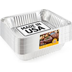 EHOMEA2Z Aluminum Pans Disposable Half Size (10 Pack)  MADE IN USA  9x13 Heavy Duty Foil Pans, Durable & Recyclable Baking Pans, Eco-Friendly, Lightweight, Great for BBQ, Parties & Catering