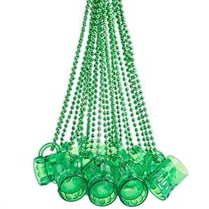 JOYIN 12 PCS St Patrick's Green Mug Bead Necklaces for Kids Women Men, for Mardi Gras, St. Patrick's Day, Costume Themed Party Games Favor Supplies