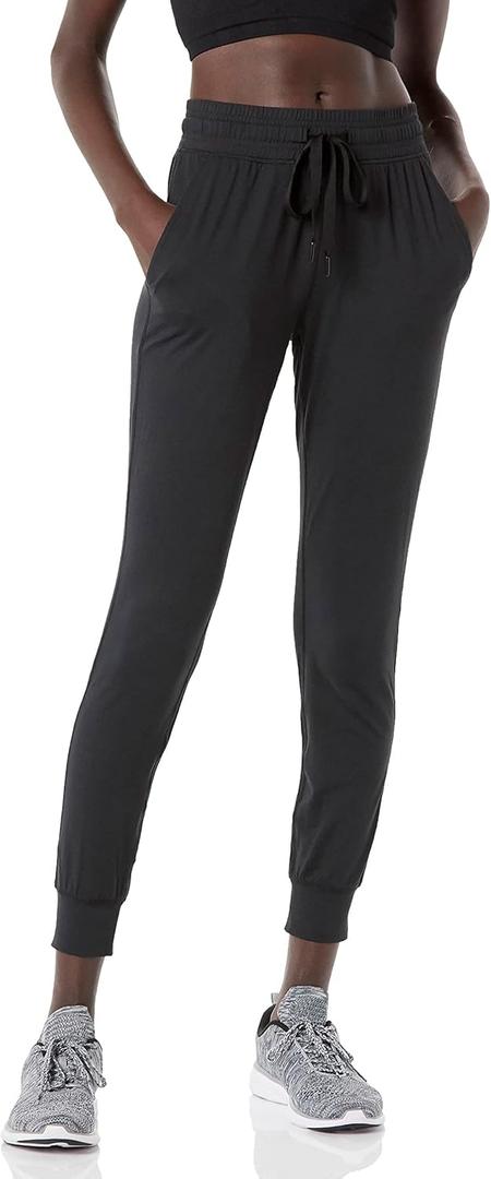 Amazon Essentials Women's Brushed Tech Stretch Jogger Pant - Discontinued Colors (4X, Black)