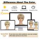 QUEENTAS Short Blonde Wig,Pixie Cut Wigs for White Women with Bangs Pixie Layered Short Hair Wigs for Women Synthetic Hair Daily Use Cosplay(Light Golden Blonde)