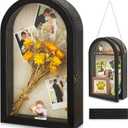 Shadow Box Frame 10x16 Large Shadow Boxes Display Cases with Linen Back and Removable Shelves, Picture Frame Wedding Bouquet Memorabilia Medals Photos Memory Box for Keepsakes (Black)