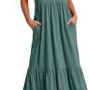 ANRABESS Women's Summer Sleeveless Maxi Sundress Swing Casual Flowy Tiered Shirts Dress Beach Travel Vacation Outfits, Small