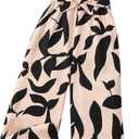 WDIRARA Girls's Casual Graphic Puff Sleeve Bow Belted Wide Leg Jumpsuit Black, 12Y