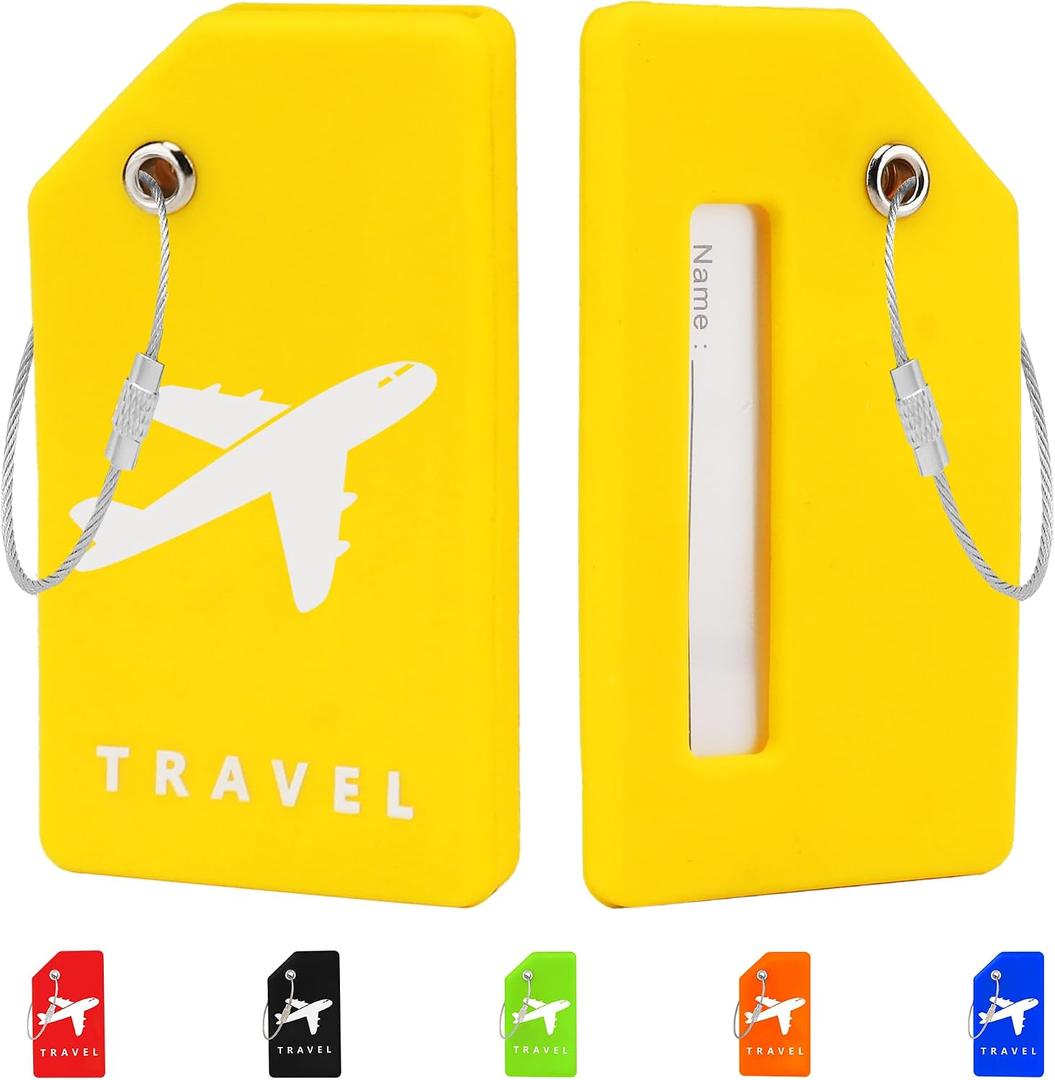 2 x Teskyer Luggage Tags for Suitcases, 6 Pack Colorful Tags, Airplane Pattern