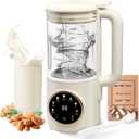 8 in 1 Nut Milk Maker Machine, 48oz Homemade Almond, Oat, Soy, Coconut, Plant-Based and Non-Dairy Beverages with Self-Cleaning, Boil Water, Delay Start, Keep Warm, 16 Blade Blender, Glass Jar