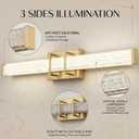 URSOLA 24" Modern LED Bathroom Light Fixtures, Golden 3CCT Dimmable Bathroom Vanity Light Over Mirror, Bathroom Vanity Bath Bar Lights with Crystal Acrylic Shade