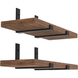 Shelf Bracket, Heavy Duty Floating Shelf Brackets 12-Inch Long, 4-Pack Brackets for Shelves, Black Coated J Shape Metal Wall Shelf Support Brackets with 1/5-Inch Thick and 160 lb. Load Capacity